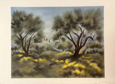 Zarou - Les Oliviers - lithographie originale signée et numérotée à la main 2
