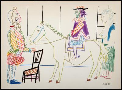 Pablo PICASSO - Clown, Knight and Woman, 1954 - Lithograph 2