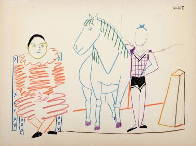 Pablo PICASSO - Clown & Circus Rider, 1954 - Lithograph 2