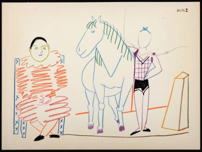 Pablo PICASSO - Clown & Circus Rider, 1954 - Lithograph 2