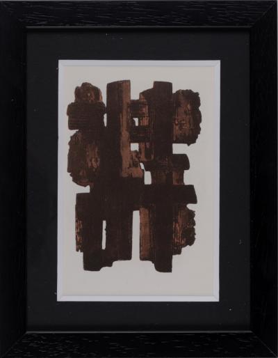 Pierre SOULAGES (After) - Gouaches et gravures (J), 1957 - Jacomet process print (Pochoir) - Framed! 2