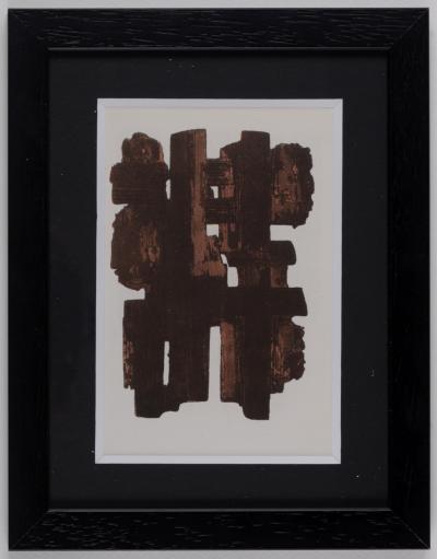Pierre SOULAGES (After) - Gouaches et gravures (J), 1957 - Jacomet process print (Pochoir) - Framed! 2