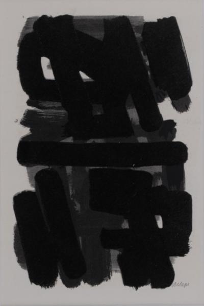 Pierre SOULAGES (After) - Gouaches et gravures (D), 1957 - Jacomet process print (Pochoir) - Framed! 2