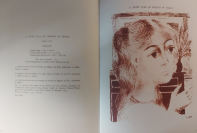 Paul Delvaux  Jeune fille au collier de perles  (1975)  Lithographie originale en n et b  sur papier Arches  signée au crayon et annotée HC 2
