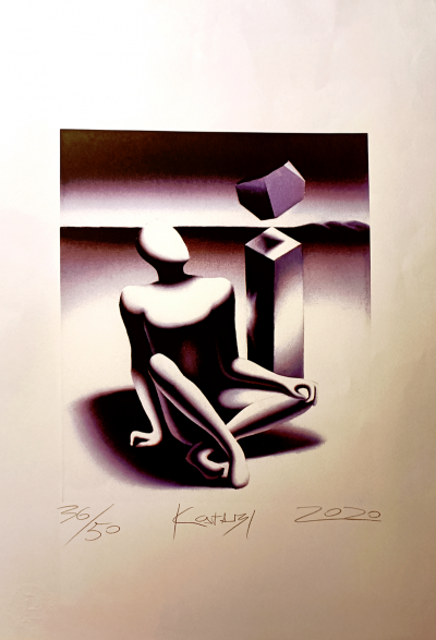 Mark Kostabi - Hombre sentado - Litografía firmada y numerada 2