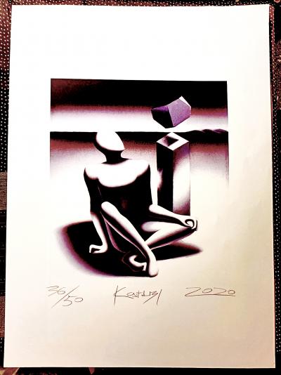 Mark Kostabi - Hombre sentado - Litografía firmada y numerada 2