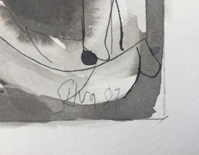 Julio SILVA - Personnages , 1987 - Encre et lavis signé 2