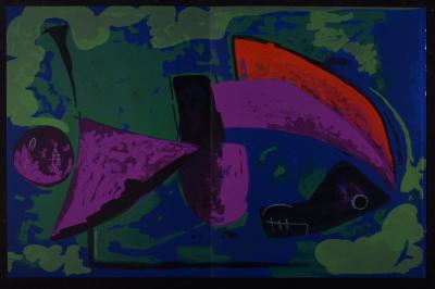 Marino MARINI - Guerrier, 1968 - Lithograph in colors on wove paper printed on a double page. 2