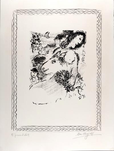 Marc CHAGALL - La Fermière à l’âne, c. 1971 - Lithograph in black on Arches paper - Hand-signed 2