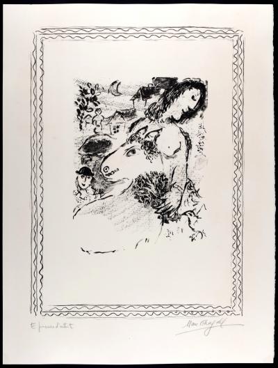 Marc CHAGALL - La Fermière à l’âne, c. 1971 - Lithograph in black on Arches paper - Hand-signed 2