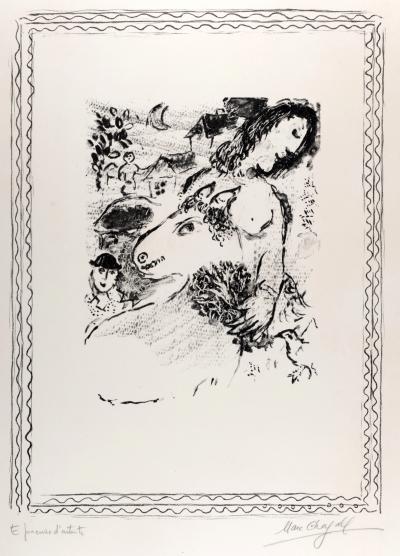 Marc CHAGALL - La Fermière à l’âne, c. 1971 - Lithograph in black on Arches paper - Hand-signed 2