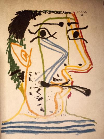 PICASSO - Litografìa  (Tele D`Homme 1970) Numerada y firmada 2