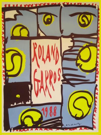 Pierre Alechinsky - Affiche originale - Roland Garros - 1988 2