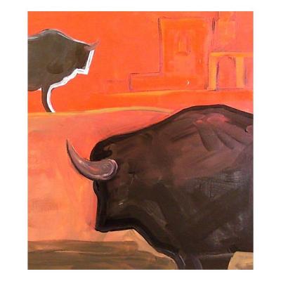 Carlo Massimo FRANCHI - Bulls at Alhambra - oil on canvas 2