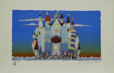 Meloniski DA VILLACIDRO - Petite Ville - sérigraphie et collage retouchés à la main 2