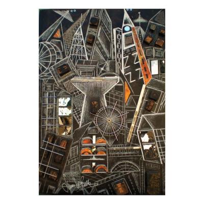 Simona DELLA BELLA - Stress - mixed media on wood 2