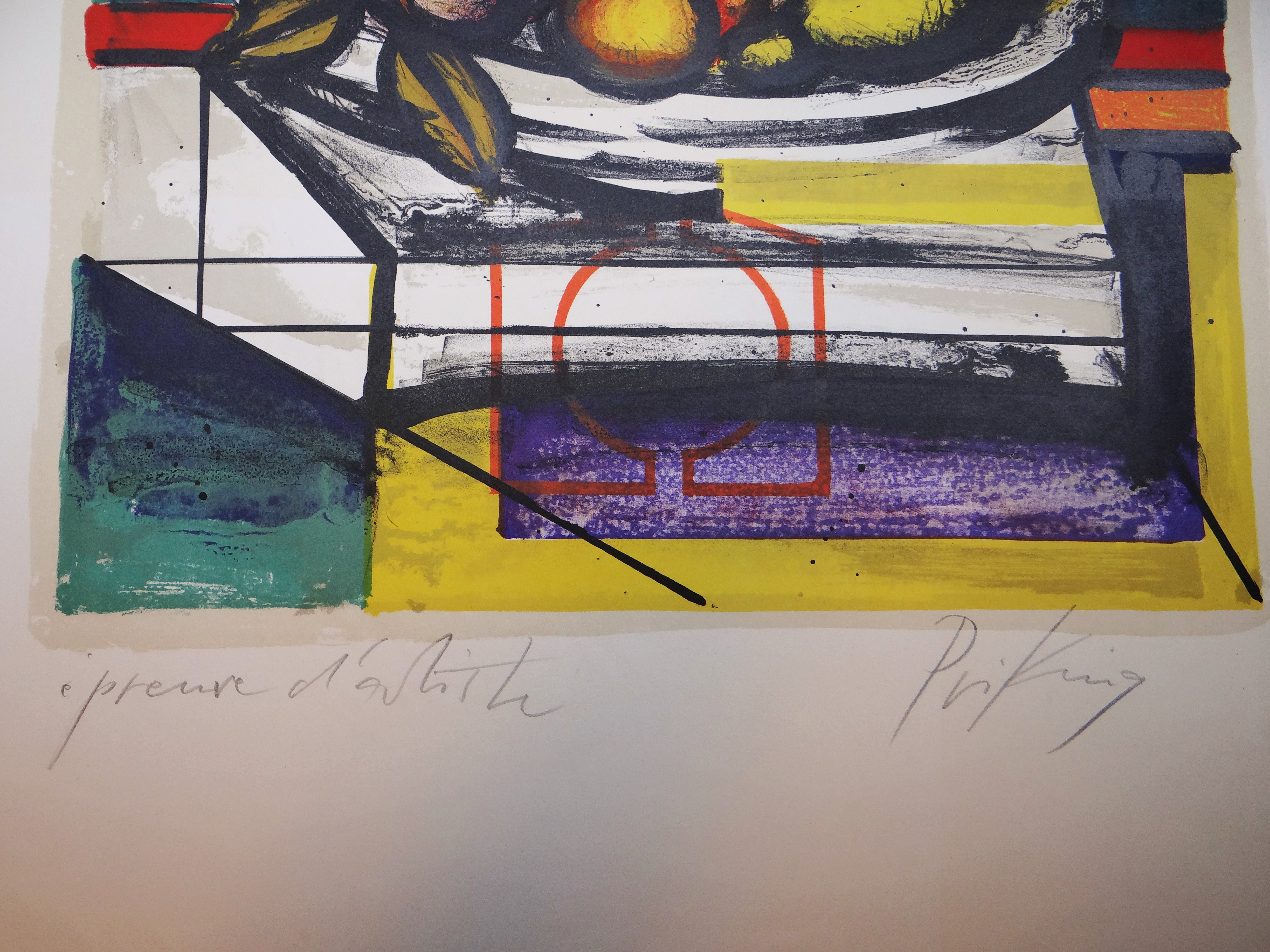 Franz PRIKING - Nature morte, Lithographie - Art Moderne - Plazzart