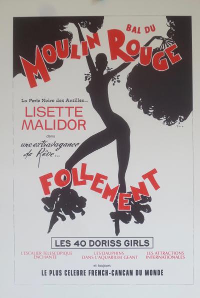 René GRUAU - Bal du Moulin Rouge Follement  1976-1978 - affiche lithographique 2