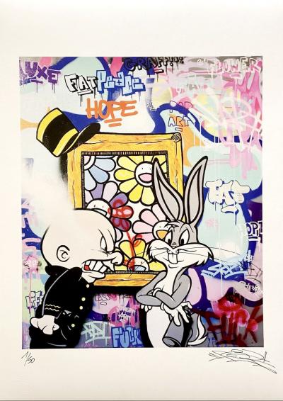 FAT - Bugs Bunny Flowers, 2023 - lithographie offset originale signée 2