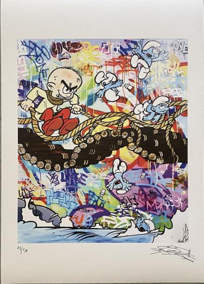 FAT - Smurfs, 2023 - lithographie offset originale signée 2