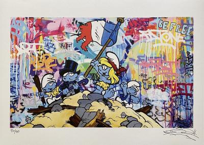 FAT - Smurfs Liberty, 2023 - lithographie offset originale signée 2