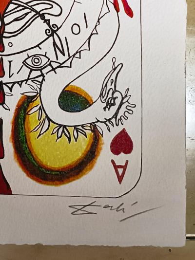 Dali, litografìa Carta-AS de Corazones-Edicion Limitada de 150, Firmada y numerada 2