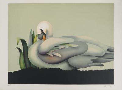 Jean Paul DONADINI : Le cygne assoupi - Lithographie originale signée 2
