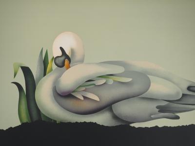 Jean Paul DONADINI : Le cygne assoupi - Lithographie originale signée 2