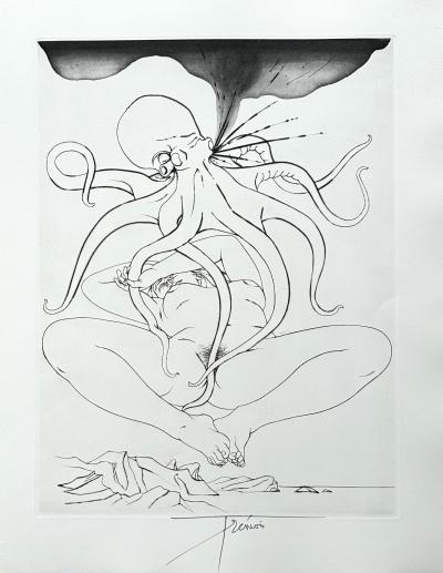 Pierre Yves Trémois - Femme et pieuvre, 1970 - Gravure originale signée à l’encre 2