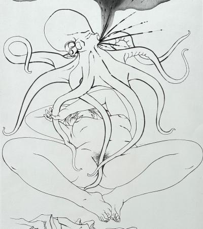 Pierre Yves Trémois - Femme et pieuvre, 1970 - Gravure originale signée à l’encre 2