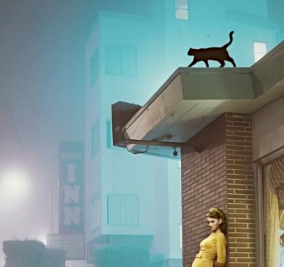 Mr Strange - Girl and Cat on the Colorful Night - Giclée sur papier Hanhemühle 2