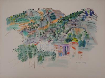 Raoul DUFY - Provence, le village de montagne, 1953 - Lithographie originale signée