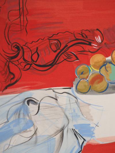 Raoul DUFY - Pêches et cerises sur fond rouge, 1953 - Lithographie Originale Signée 2