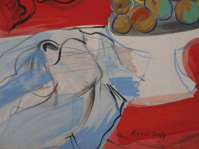 Raoul DUFY - Pêches et cerises sur fond rouge, 1953 - Lithographie Originale Signée 2