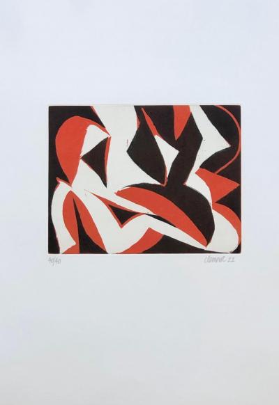 Alain Clément - Abstraction rouge, 2023 - Aquatinte originale, signée et numérotée 2