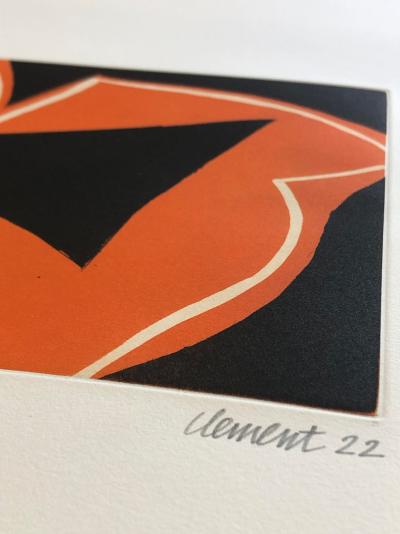 Alain Clément - Abstraction orange, 2023 - Gravure originale 2