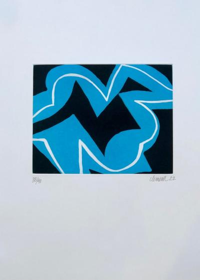 Alain Clément - Abstraction Bleue, 2023 - gravure originale 2