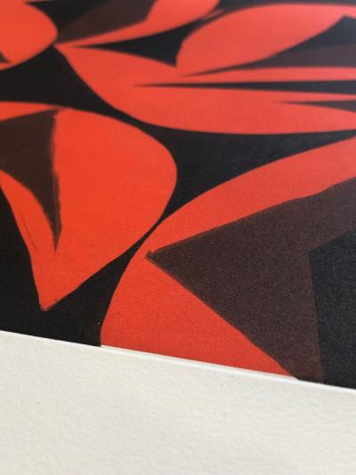 Alain Clément -  Abstraction noir et rouge, 2023 - Gravure originale 2