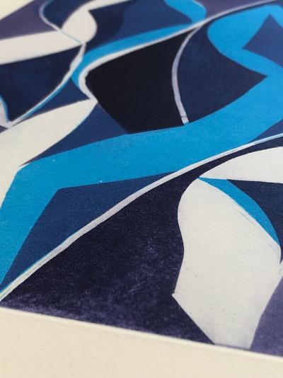 Alain Clément -  Abstraction bleue, 2023 - Aquatinte originale 2