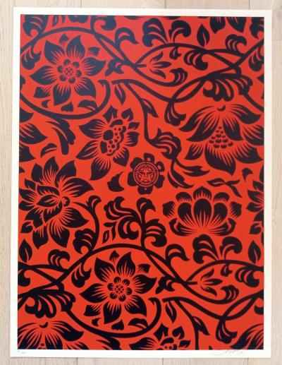 Shepard FAIREY (Obey) - Floral Takeover, 2017 (Red/Black) - Sérigraphie signée 2