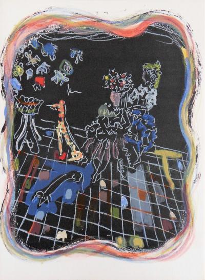 Kostia TERECHKOVITCH : Jeunes filles et leurs chiens, Lithographie originale 2