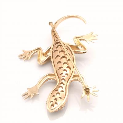 Broche salamandre en or  rose 14 carats sertie de diamants d’environ 6.94 ct 2