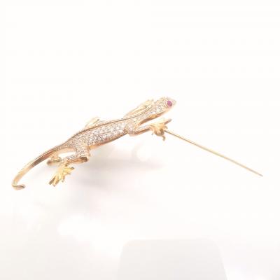 Broche salamandre en or  rose 14 carats sertie de diamants d’environ 6.94 ct 2