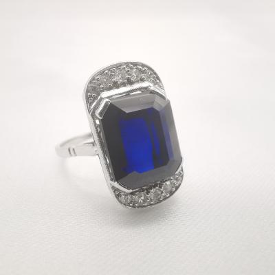 Bague ancienne en or  platine et saphir 2