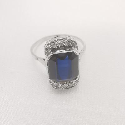 Bague ancienne en or  platine et saphir 2
