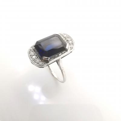 Bague ancienne en or  platine et saphir 2