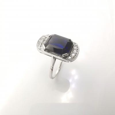 Bague ancienne en or  platine et saphir 2