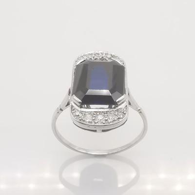 Bague ancienne en or  platine et saphir 2