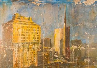 Loris DI FALCO - Deux tours - technique mixte sur toile 2