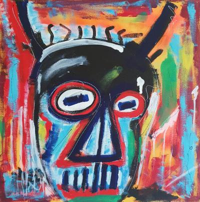 SPACO - Skull T Basquiat 2023 - Technique mixte sur toile 2